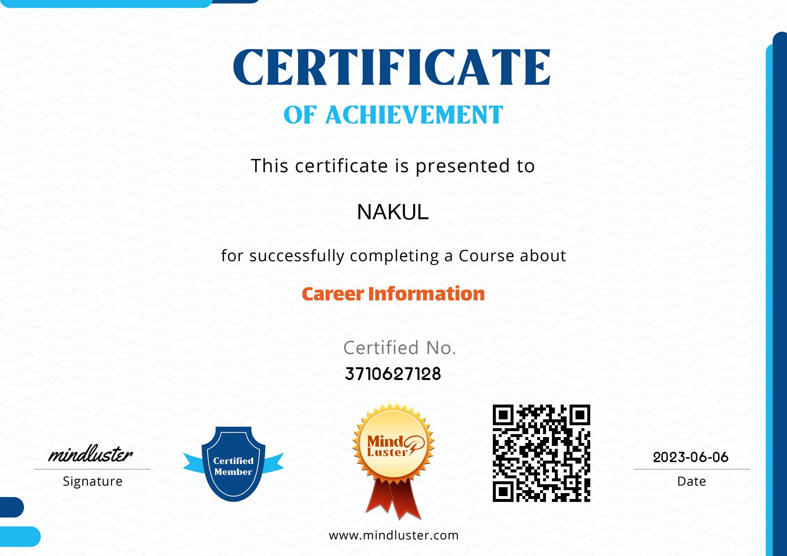 Career Information Certificate